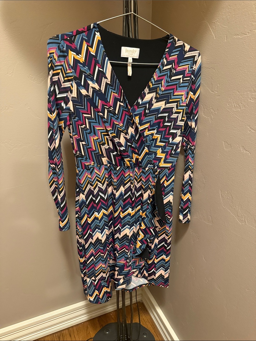 Candy Wrap Dress - Multicolor Chevron Long Sleeve Top
